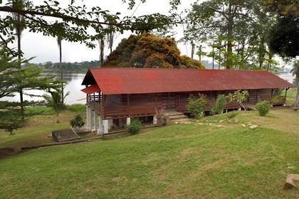 Gabon, Moyen-Ogooue Province, Lambaréné, the former Albert Schweitzer Hospital and the Ogooue river, former White Hut for European patients