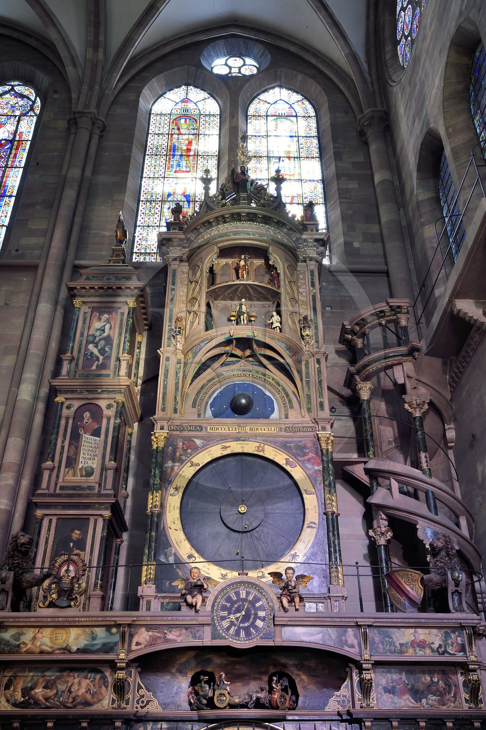 France, Bas Rhin, Strasbourg, old town listed as World Heritage by UNESCO, Notre Dame Cathedral, south transept, the astronomical clock