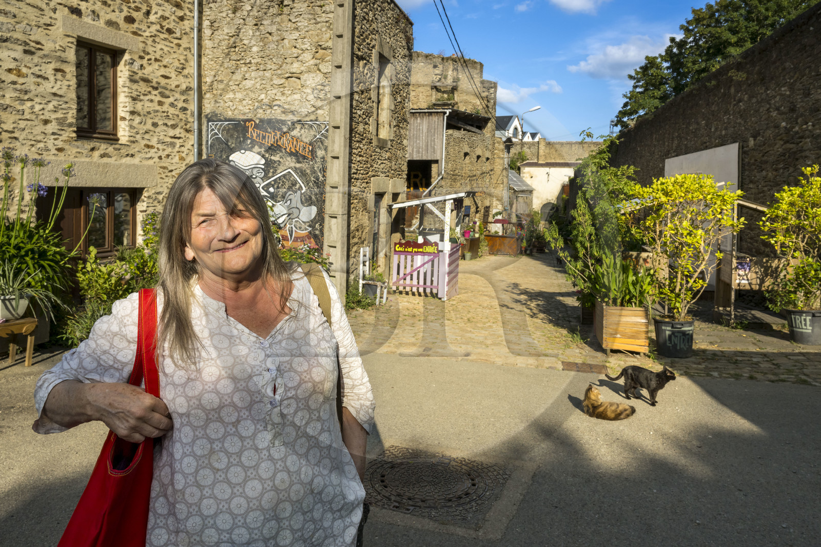France, Finistère (29), Brest, la Saint Malo dans le vallon du Pontaniou en contrebas du plateau des Capucins dans le quartier de Recouvrance, Mireille Cann gardienne de la rue Saint-Malo, l’une des rares artères de Brest à avoir échappé aux bombardements