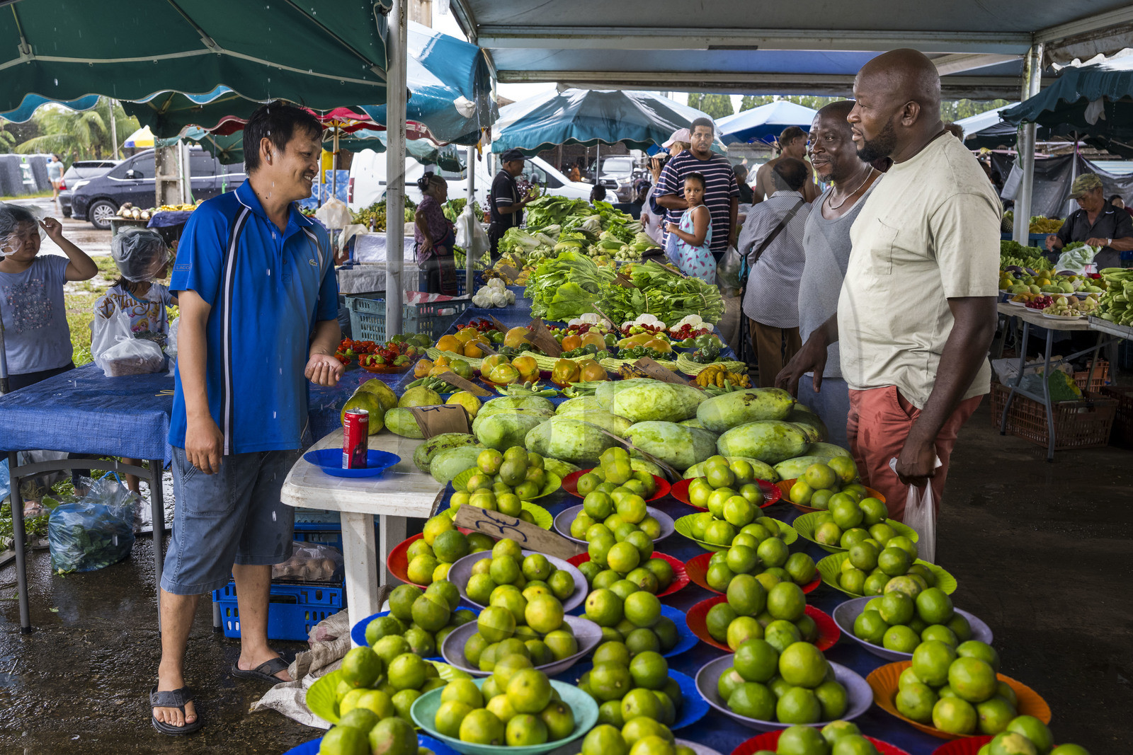 France, Guyane, Javouhey, marché du dimanche Hmong, réfugiés du Laos arrivés en 1978 qui se sont spécialisés dans la culture fruitière