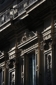 Italy, Lombardy, Milan, Vittorio Emmanuel II Gallery, shopping arcade built on the 19th century by Giuseppe Mengoni, detail of a facade