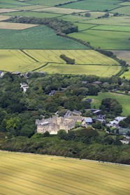 United Kingdom, England, Wales, Llantwit Major, St Donat's medieval Castle in the Vale of Glamorgan houses the Atlantic College (aerial view)
