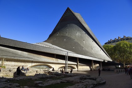 France, Seine Maritime, Rouen, place du Vieux Marché, the site of Joan Of Arc's pyre, the modern church of Saint Joan of Arc, the form of the building represents an upturned viking boat and fish shape