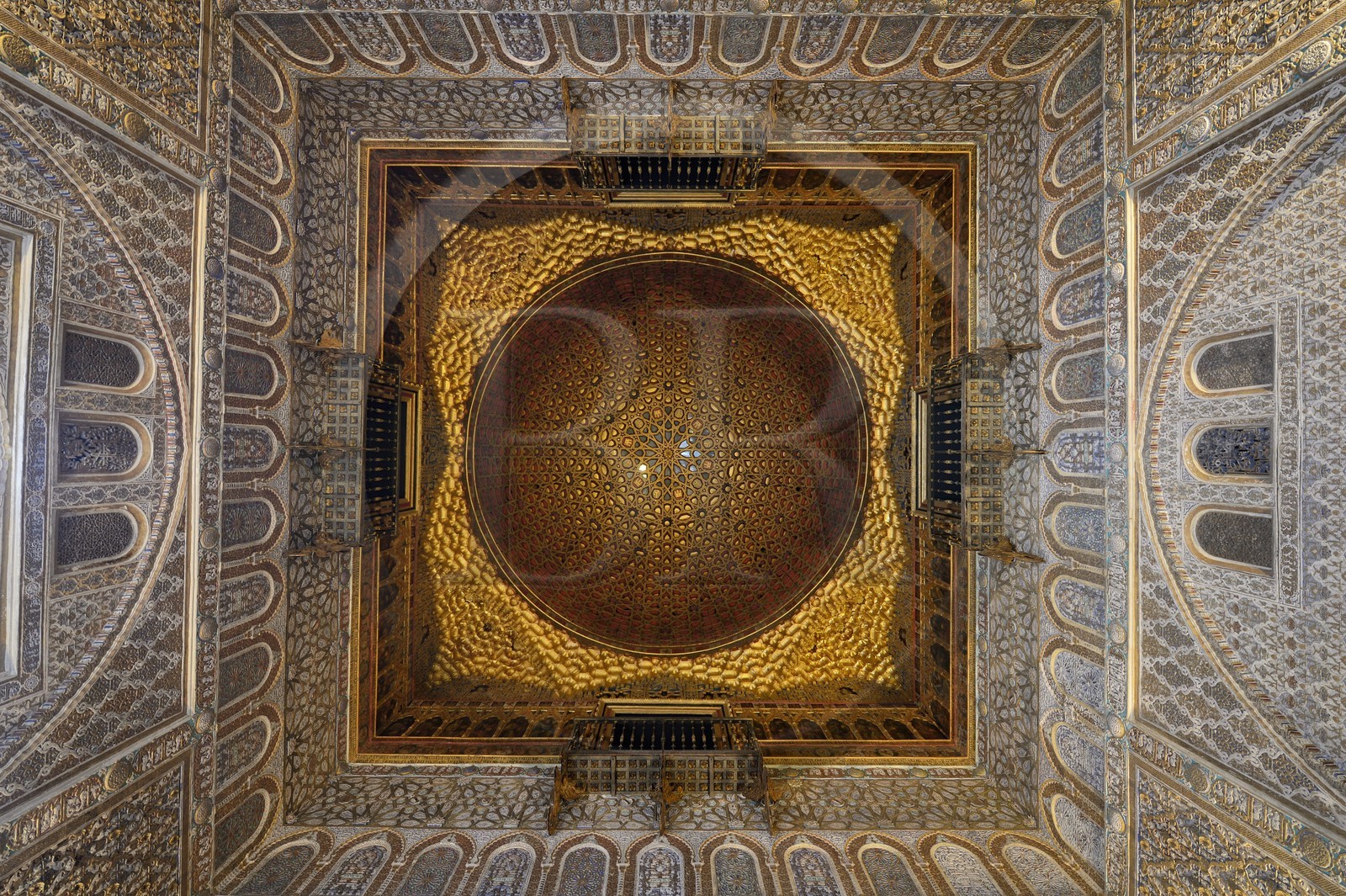 Spain, Andalusia, Seville, the Alcazar of Seville (Reales Alcazares de Sevilla), listed as World Heritage by UNESCO, Hall of the Ambassadors (Salon de Embajadores)