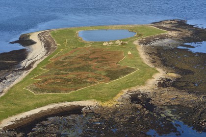 France, Finistere, the regional natural park of Armorica, Iroise sea, Trielen island in the Molene archipelago (aerial view)