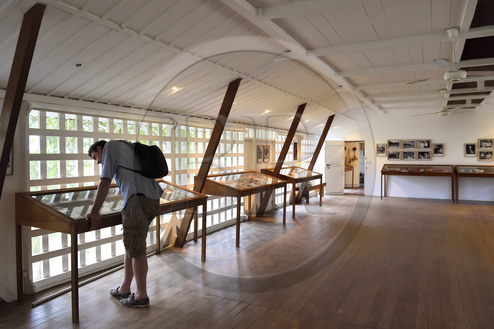 Gabon, Province du Moyen-Ogooué, Lambaréné, l'ancien Hopital Albert Schweitzer devenu musée, l'ancienne salle des infirmières aujourd'hui salle d'expositions