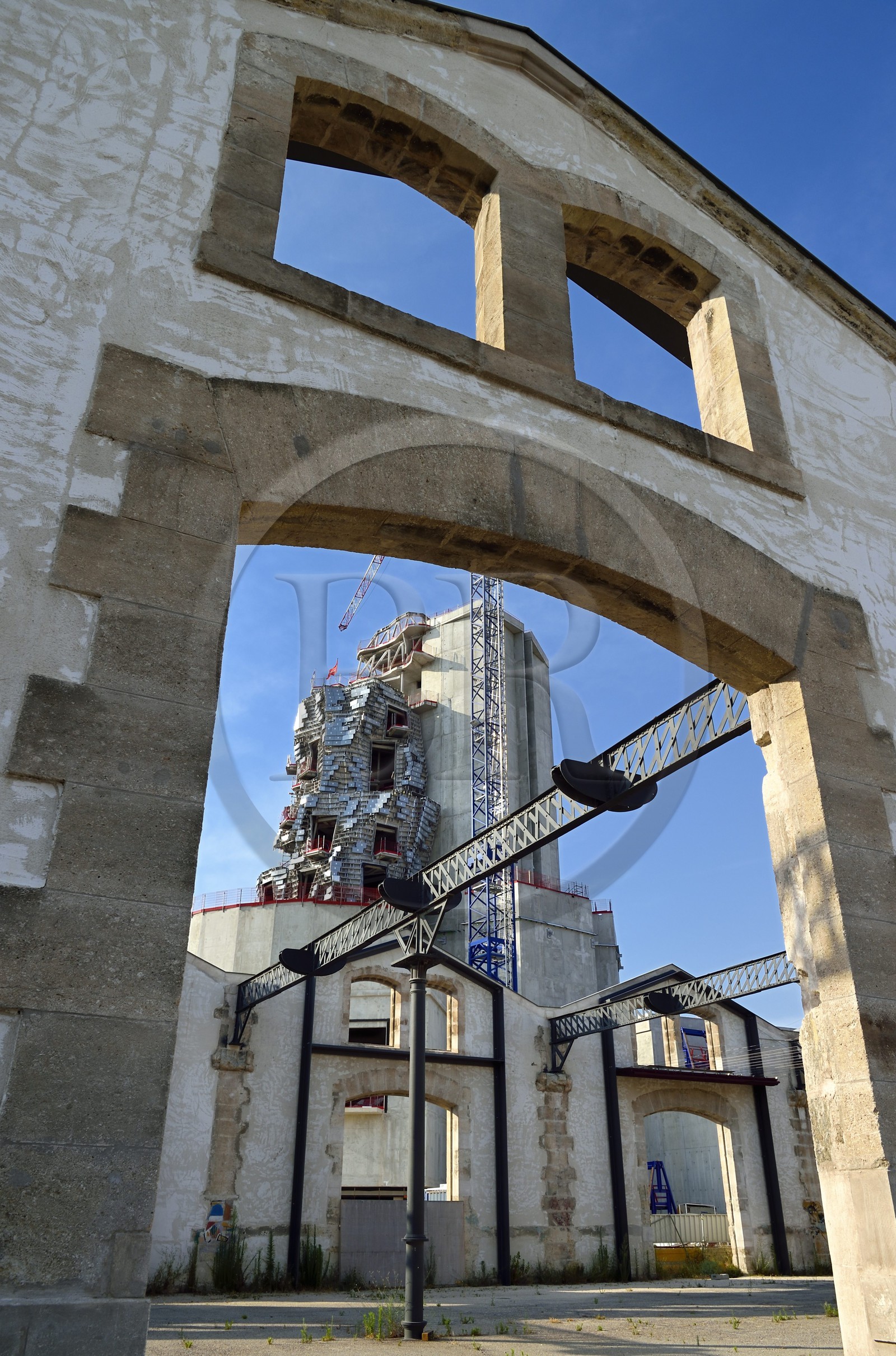 France, Bouches du Rhone, Arles, LUMA Foundation, experimental cultural complex, construction site of the new building designed by Frank Gehry and renovated industrial wasteland