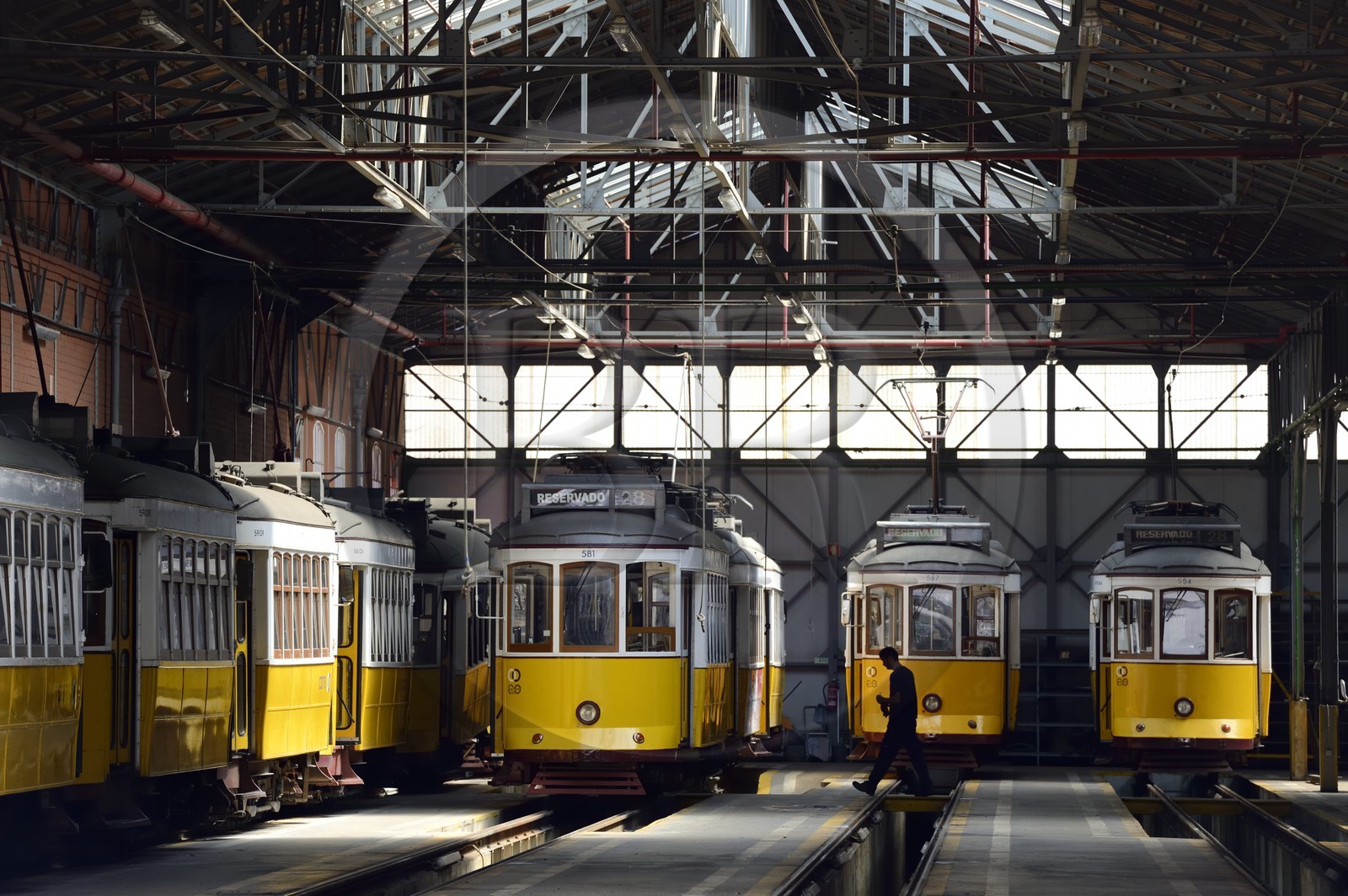 Portugal, Lisbon Alcantara district, the Santo Amaro Depot which houses all Lisbon’s trams