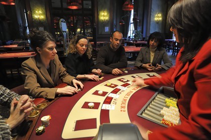 France, Calvados (14), Pays d'Auge, Deauville, le Casino, table de Black Jack