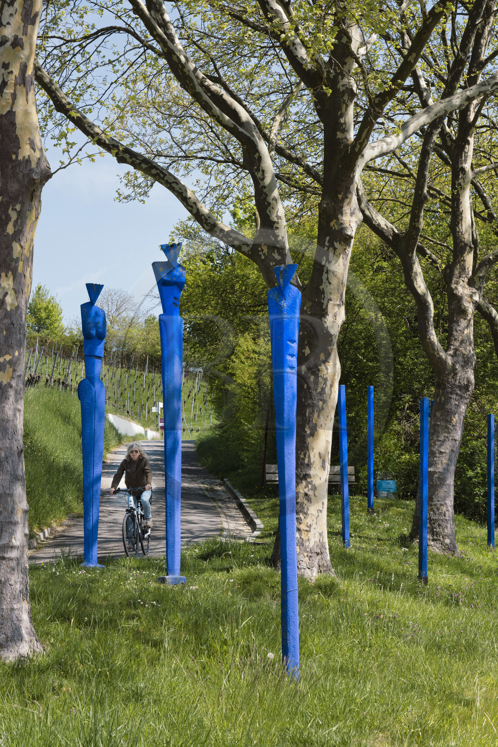 Allemagne, Bade-Wurtemberg, Weil am Rhein près de Bâle, le Rehberger-Weg de l'artiste Tobias Rehberger long de cinq kilomètres environ relie deux pays, deux communes et deux musées entre la Fondation Beyeler et le Vitra Campus