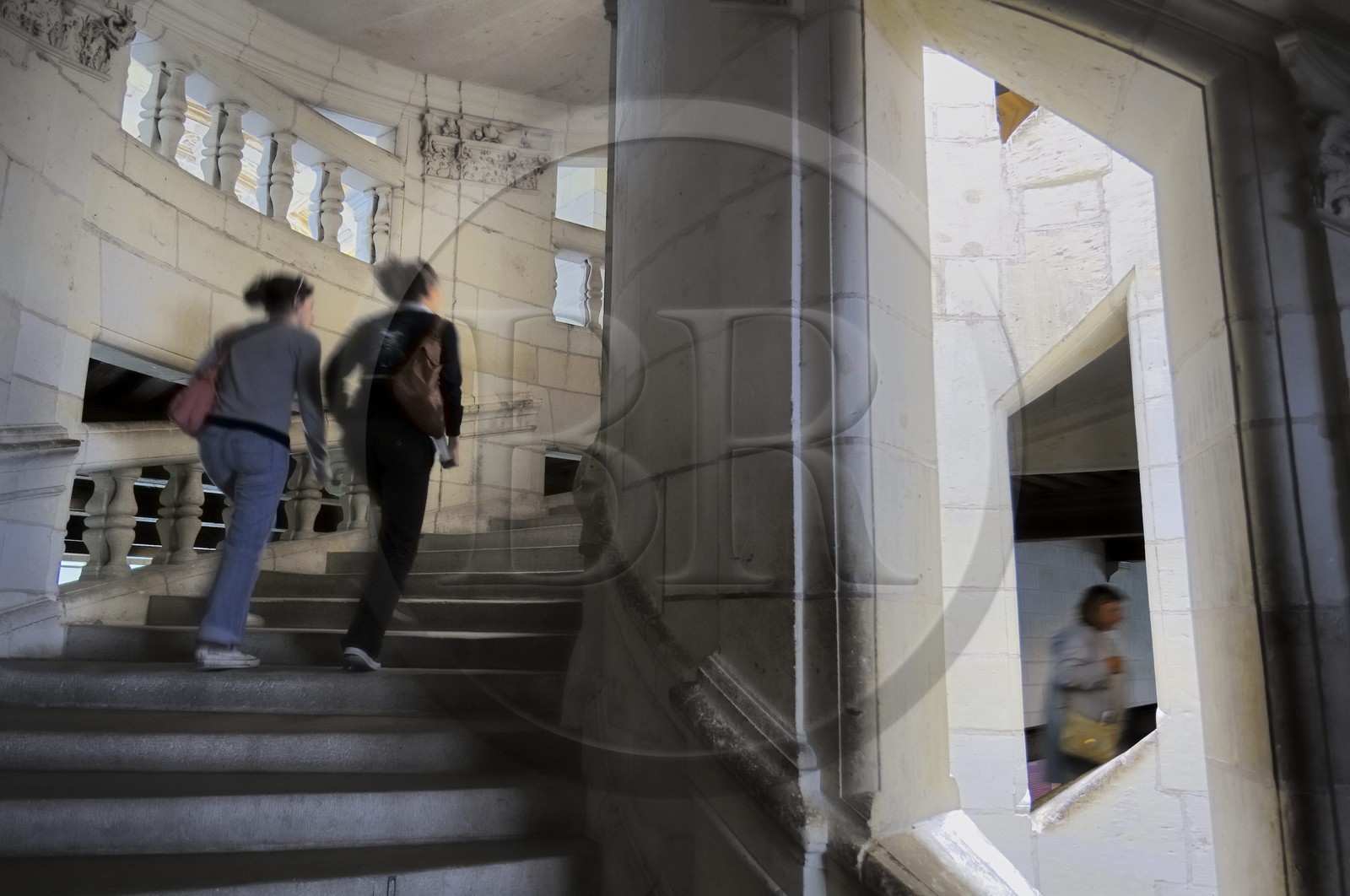 France, Loir et Cher (41), Vallée de la Loire classée Patrimoine Mondial de l' UNESCO, château de Chambord, l'escalier à double révolution attribué à Léonard de Vinci