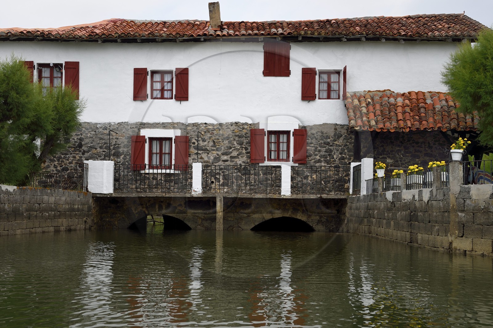 Spain, Basque Country, Biscay Province, Gernika-Lumo region, Urdaibai estuary Biosphere Reserve, tidal energy mill in the estuary of the Oka River