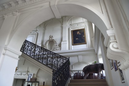 France, Seine-Maritime, Pays de Caux, Tourville sur Arques, château de Miromesnil, birthplace of the French writer Guy de Maupassant, the main staircase