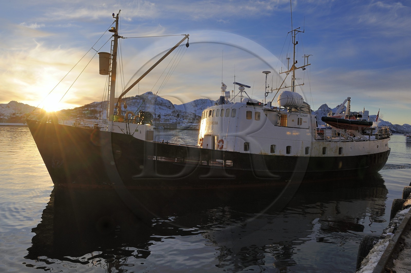 Norvège, Nordland, iles des Westeralen, port de Myre, le bateau Leonora pour l'observation des baleines
