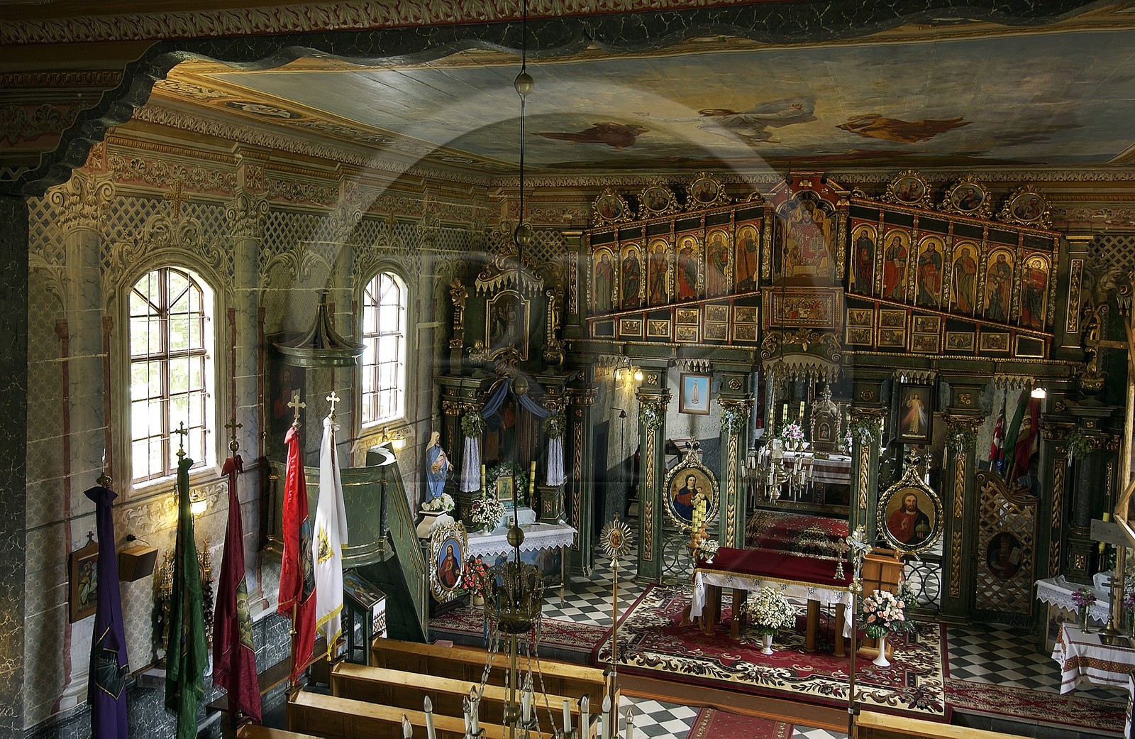 Poland, Sub-Carpathia, interior of a orthodox church listed as World Heritage by UNESCO towards Mrzyglod in the north of Sanok