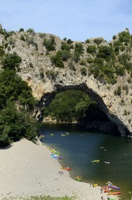 France, Ardeche, Gorges de l'Ardeche, Vallon Pont d'Arc, the Pont d'Arc on Ardeche River