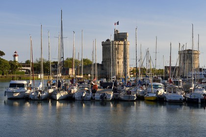 France, Charente-Maritime, La Rochelle, the Old Port, Tour Saint Nicolas and Tour de la Chaine protect the entrance to the Old Port