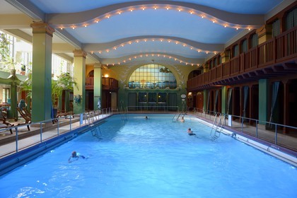 Sweden, Stockholm, Pool and Spa of Centralbadet located in a Modern Style building with garden dating from 1909