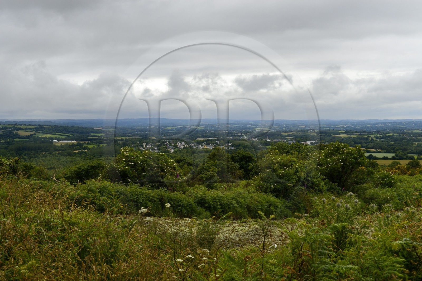 France, Côtes-d'Armor (22), point de vue sur le Trégor depuis le sommet du Menez Bré