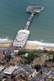 Royaume-Uni, Angleterre, Hampshire, Ile de Wight, la jetée de loisirs Sandown Pier (vue aérienne)