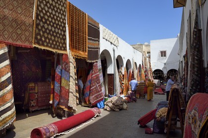 Morocco, Casablanca, Habous district built between 1917 and 1955 by architects Auguste Cadet and Edmond Brion, the carpet bazaar