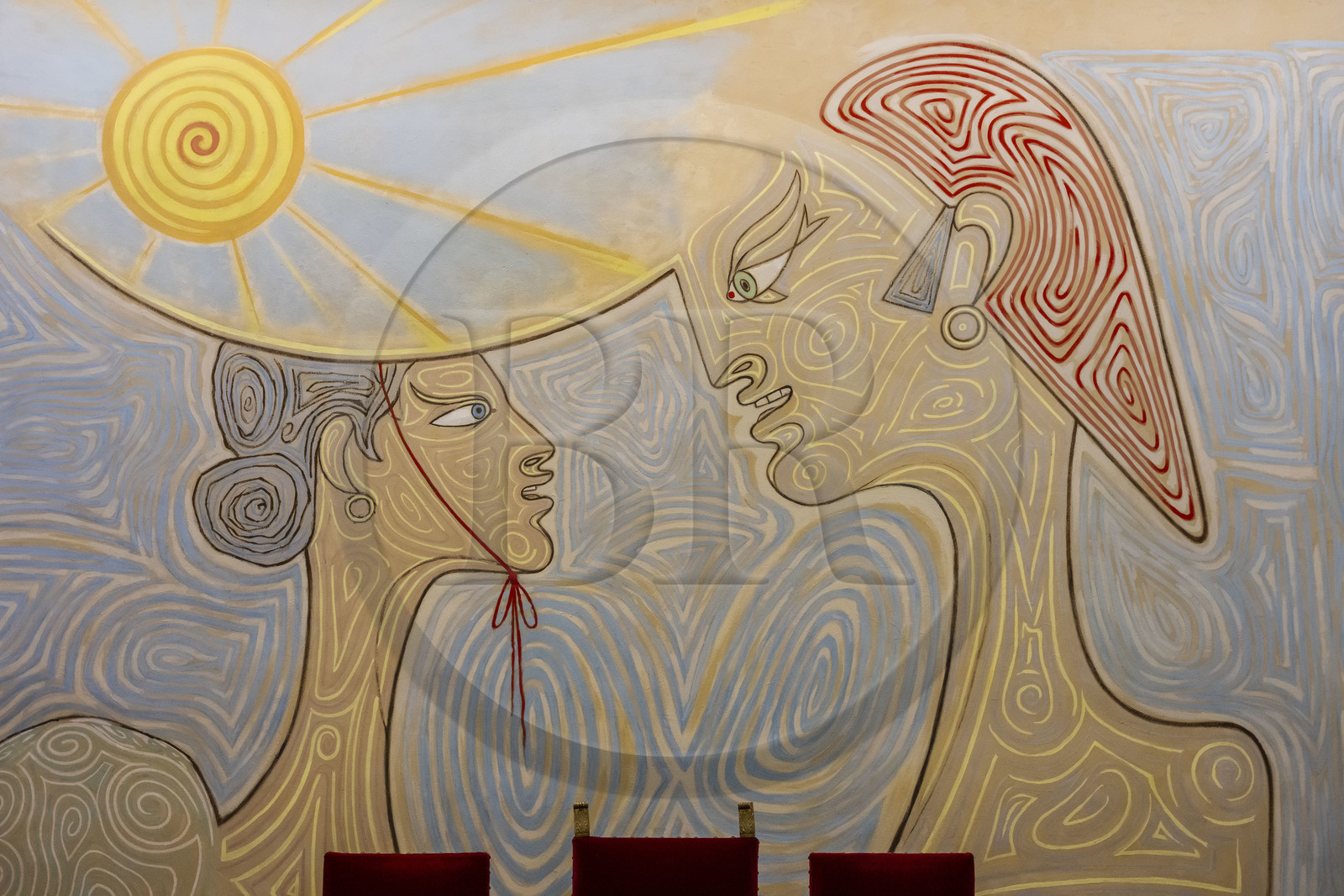 France, Alpes-Maritimes (06), Menton, l'Hotel de Ville, la salle des mariages entièrement décorée par Jean Cocteau en 1957