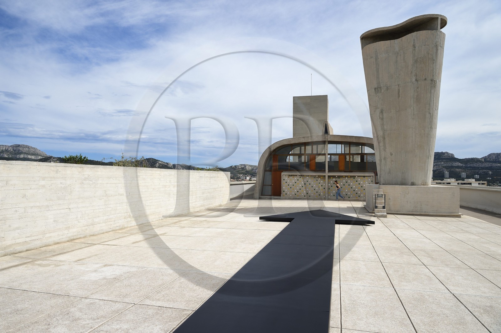 France, Bouches-du-Rhône (13), Marseille, oeuvre architecturale de Le Corbusier, classée Patrimoine Mondial de l'UNESCO, la Cité Radieuse par l'architecte Le Corbusier, toit-terrasse