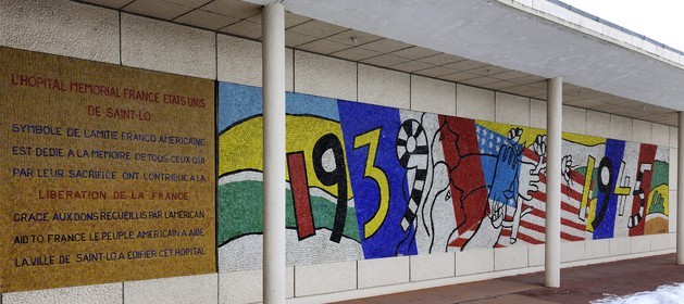 France, Manche, Cotentin, Saint Lo, memorial hospital listed monument historique, mosaic fresco by Fernand Leger