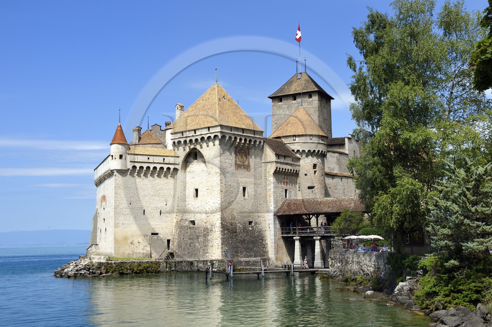 Suisse, Canton de Vaud, Veytaux, chateau Chillon sur les rives du lac Léman