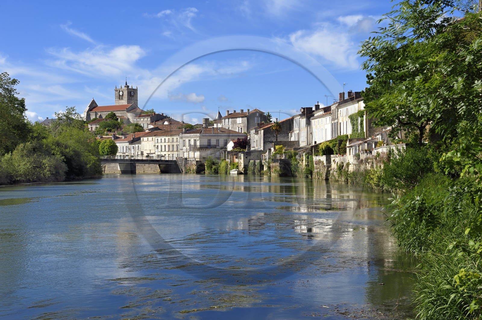 France, Charente-Maritime (17), Saintonge, Saint-Savinien, labellisé Villages de pierres et d'eau, maisons au bord de la Charente
