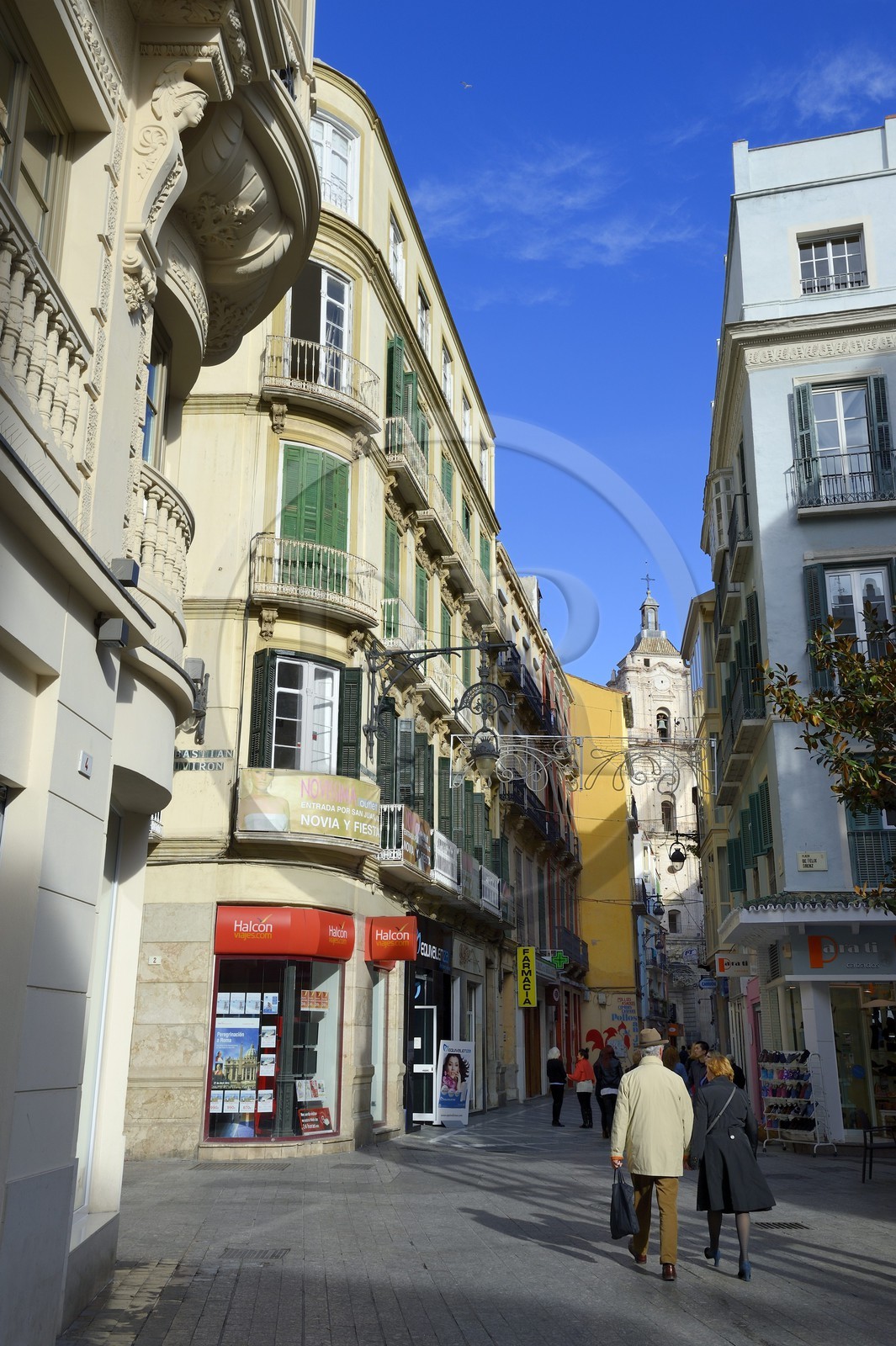Spain, Andalusia, Malaga, bourgeois building of the Plaza de Felix Saenz and the calle San Juan