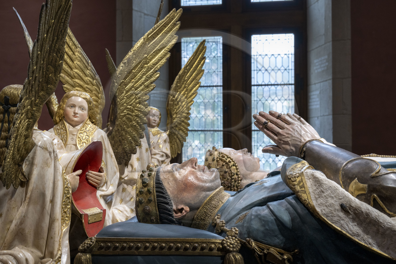 France, Cote d'Or, Dijon, area listed as World Heritage by UNESCO, Museum of Fine Arts in the former palace of the Dukes of Burgundy, room of tombs, recumbent figures of the cenotaph of the Duke of Burgundy Jean sans Peur and Margaret of Bavaria