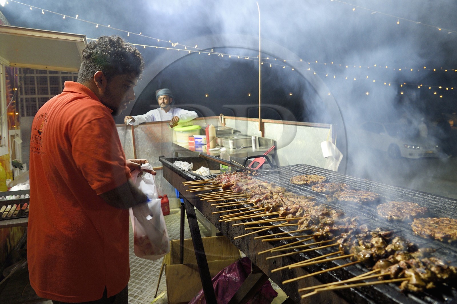 Sultanate of Oman, Muscat, Azaibah Beach outdoor mishkak grill stalls