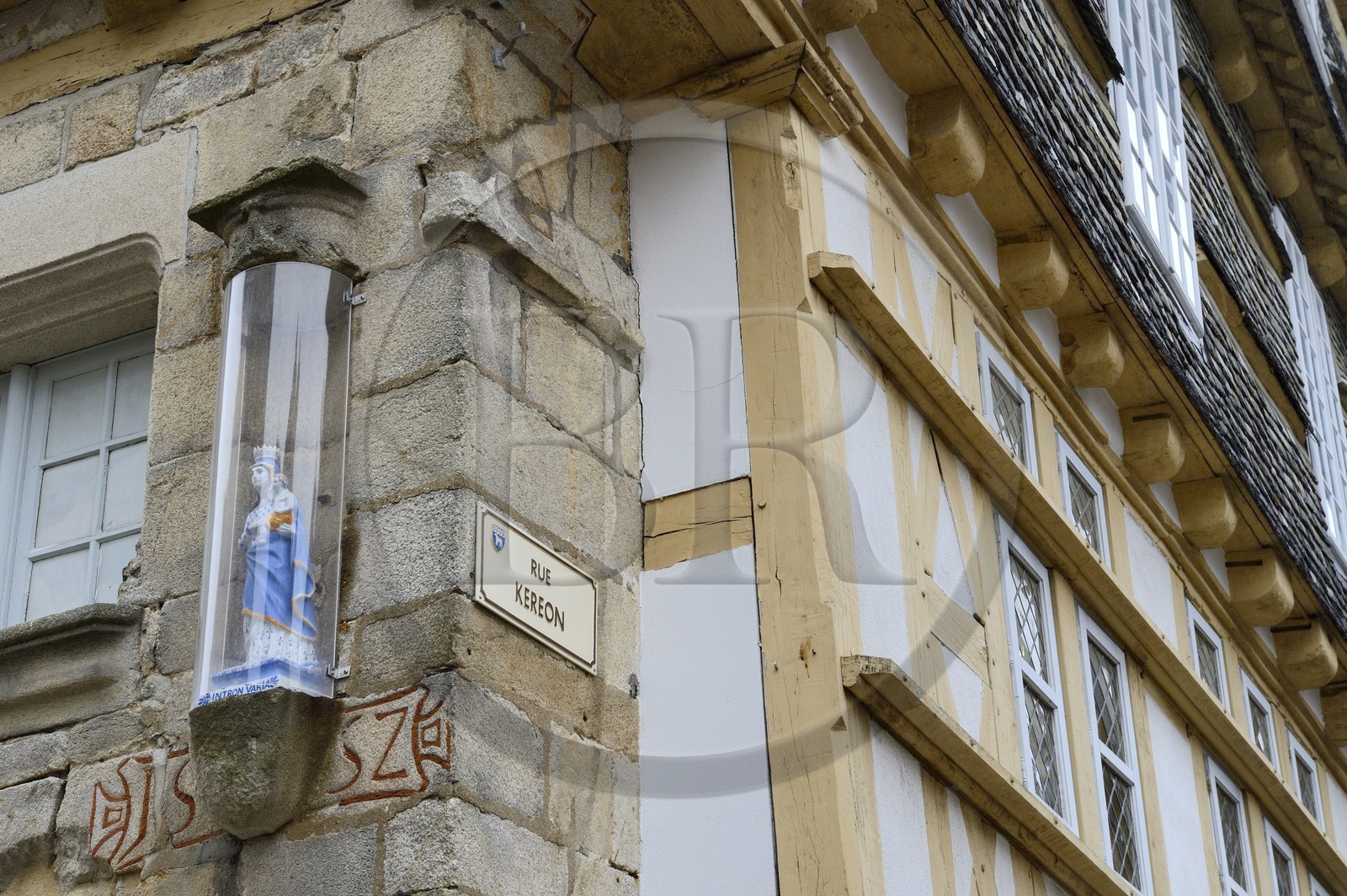 France, Finistere, Quimper, Kereon street and St Corentin Cathedral