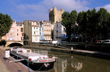 France, Aude, Narbonne, Canal de la Robine in the city centre