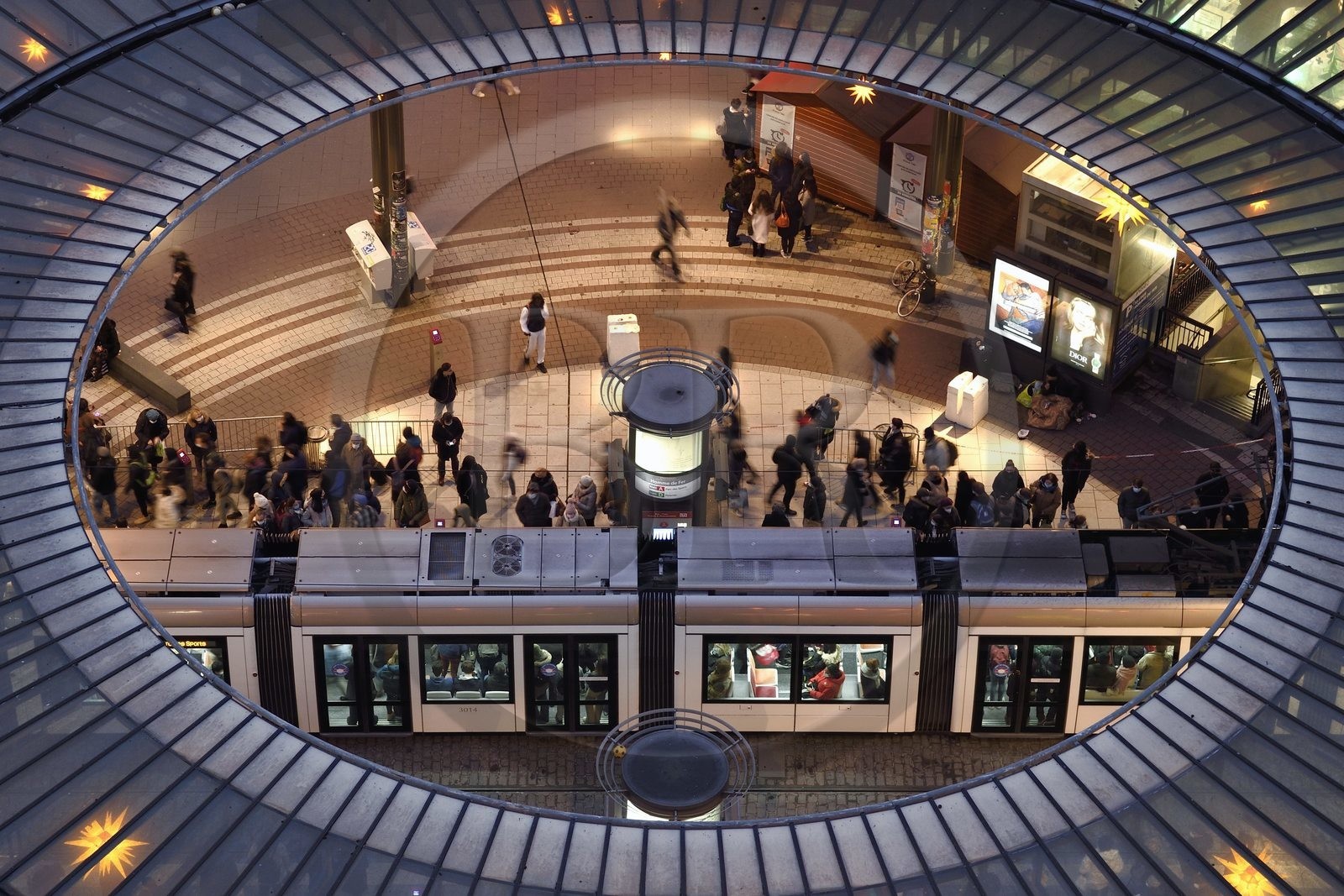 France, Bas Rhin, Strasbourg, old town listed as World Heritage by UNESCO, Place de l'Homme de Fer station crossed by trams