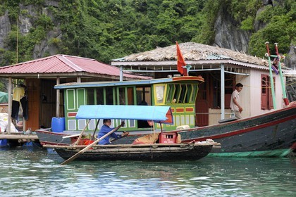 Vietnam, province de Quang Ninh, la Baie d'Halong classée Patrimoine Mondial de l'UNESCO, village flottant de pêcheurs de Vong Vieng