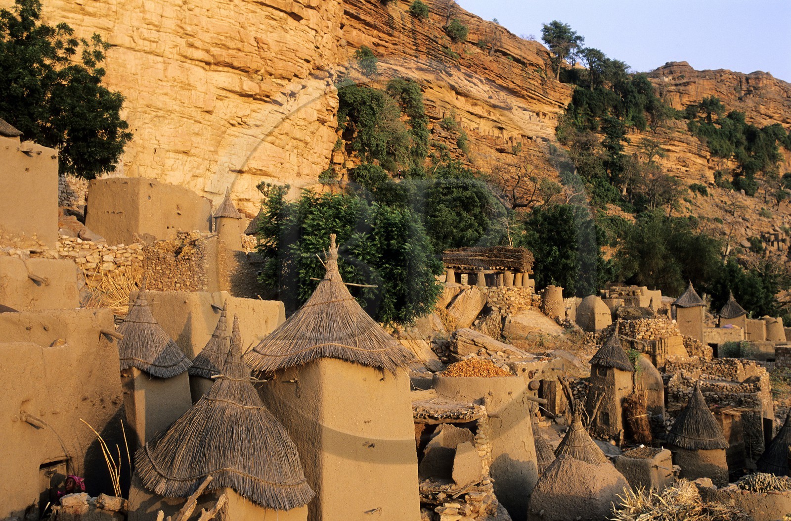 Mali, Dogon Country, village of Bananni at the foot of Bandiagara cliff