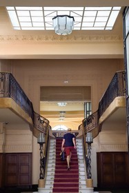 France, Allier (03), Vichy, former Hotel France et Pasteur on avenue Aristide Briand, the entrance hall in Art Deco style