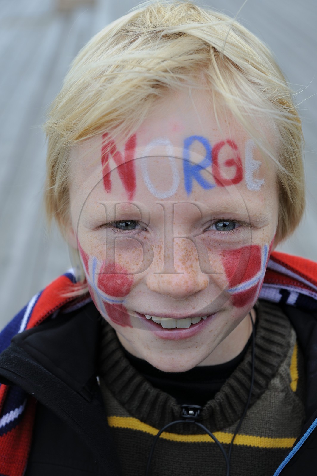 Norvège, Oslo, Martin jeune supporter de l'équipe nationale de football