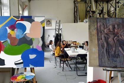 France, Paris, Saint Germain des Pres district, Ecole nationale superieure des Beaux-Arts (Fine Arts school), Chimay building in the former Hotel de Chimay, student spaces in the Jean-Michel Alberola workshop