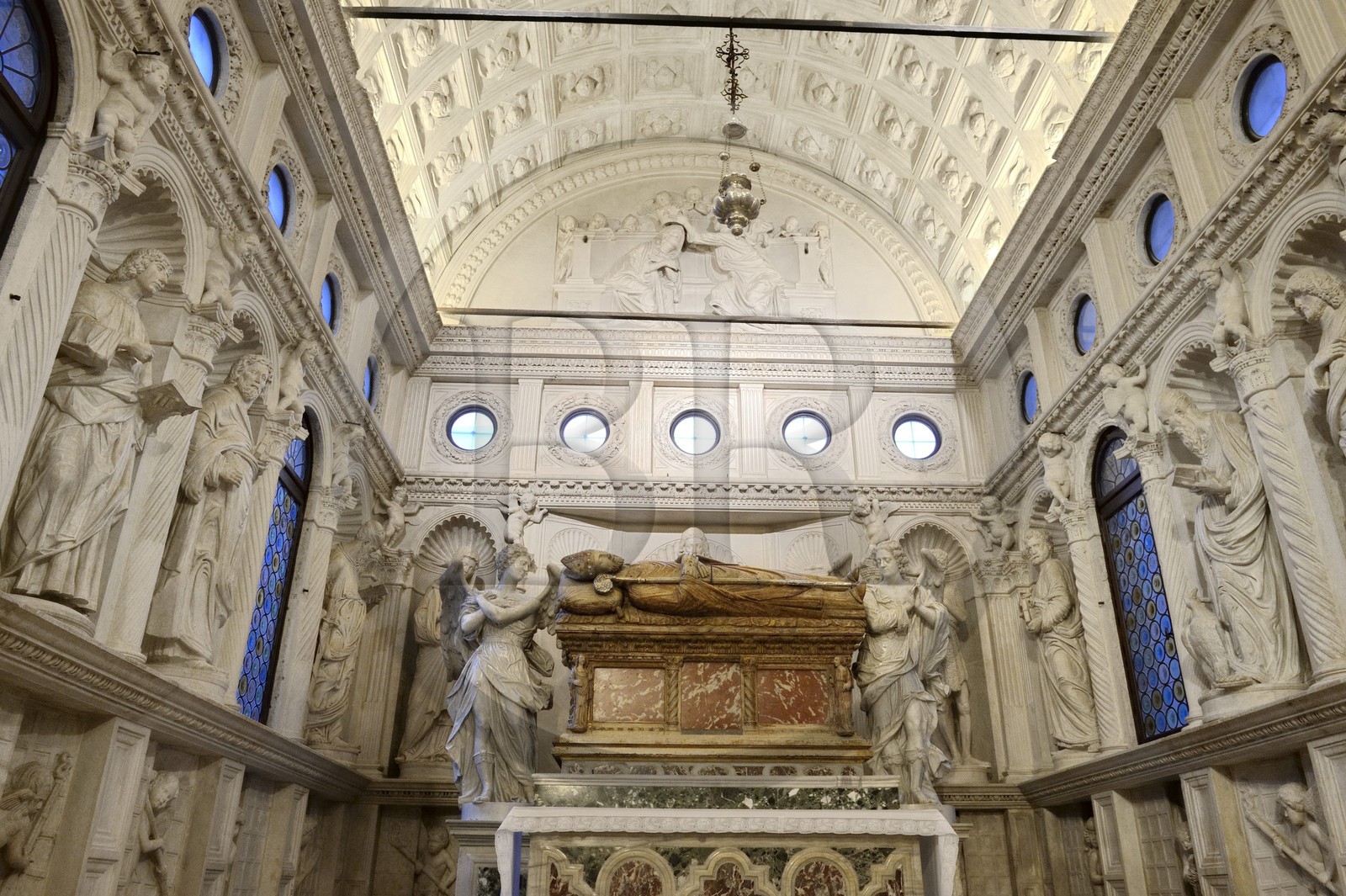 Croatia, Dalmatia, Dalmatian Coast, Trogir, historic center listed as World Heritage by UNESCO, the cathedral Saint Lawrence, Baroque tomb in the Renaissance chapel of John of Trogir from the fifteenth century