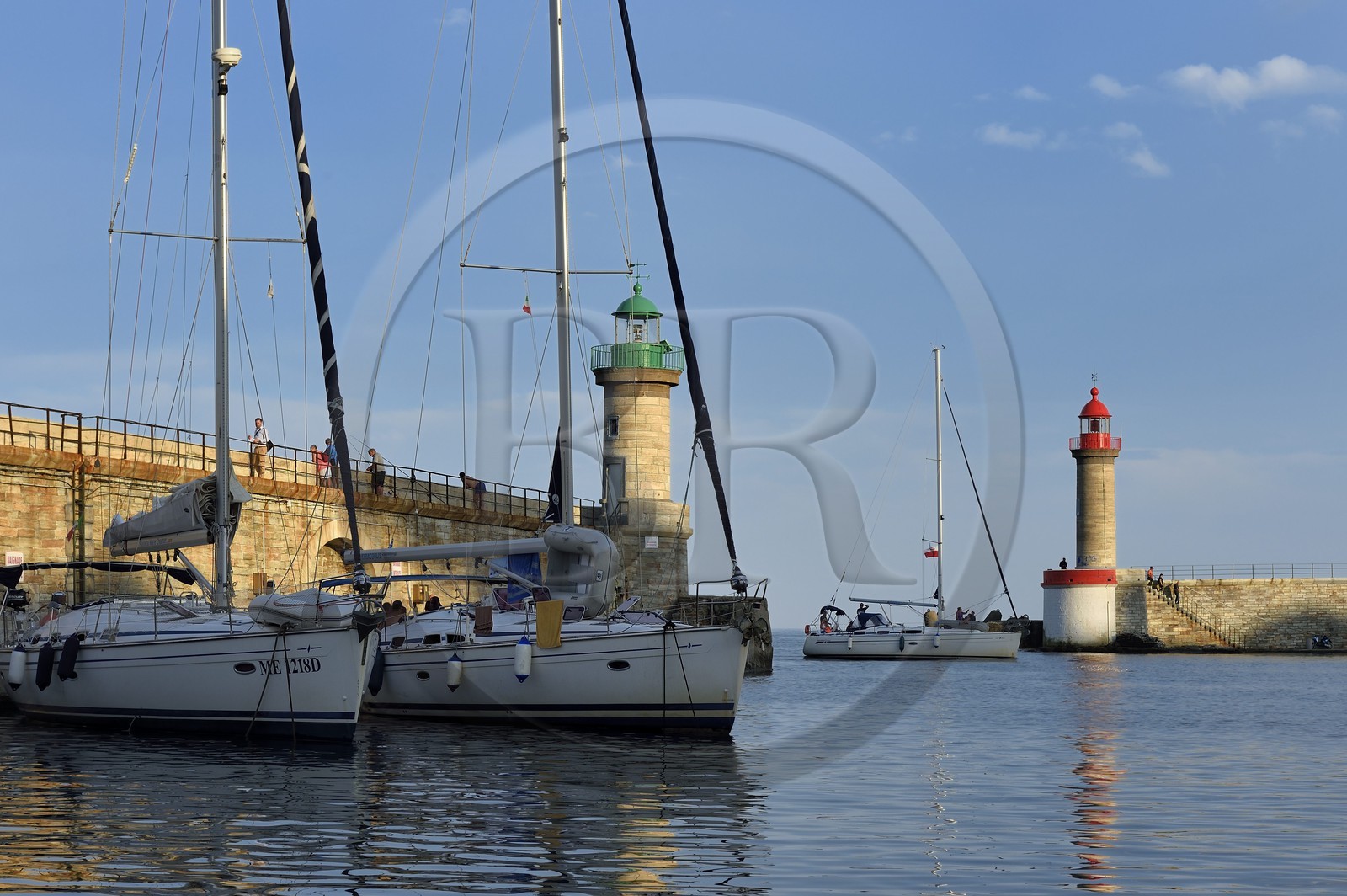 France, Haute Corse, Bastia, Terra-Vecchia district, the pier lighthouses at the entrance of the Old Port