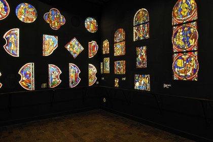 France, Paris, Musee du Moyen-Age (Middle Ages Museum), the former Hotel de Cluny, stained-glass windows