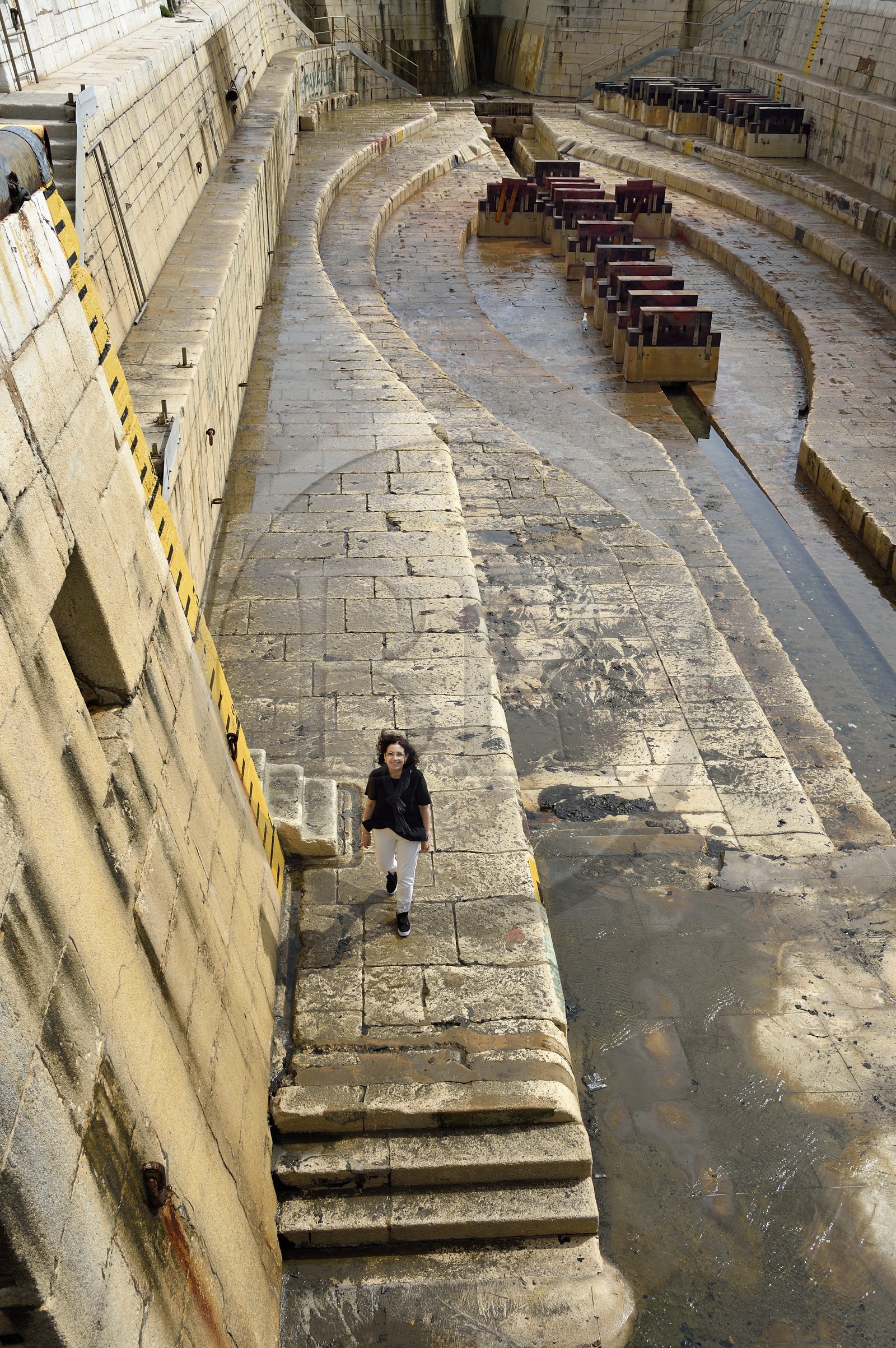 France, Var, Toulon, the naval base (Arsenal), refit basin said small Vauban basin built according to the plans of the engineer Antoine Groignard, the administrator and curator of the National Maritime Museum Cristina Baron