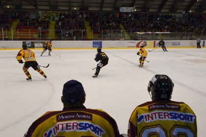 France, Haute Savoie, Morzine, ice hockey game from the Morzine-Avoriaz Hockey Club called the Penguins