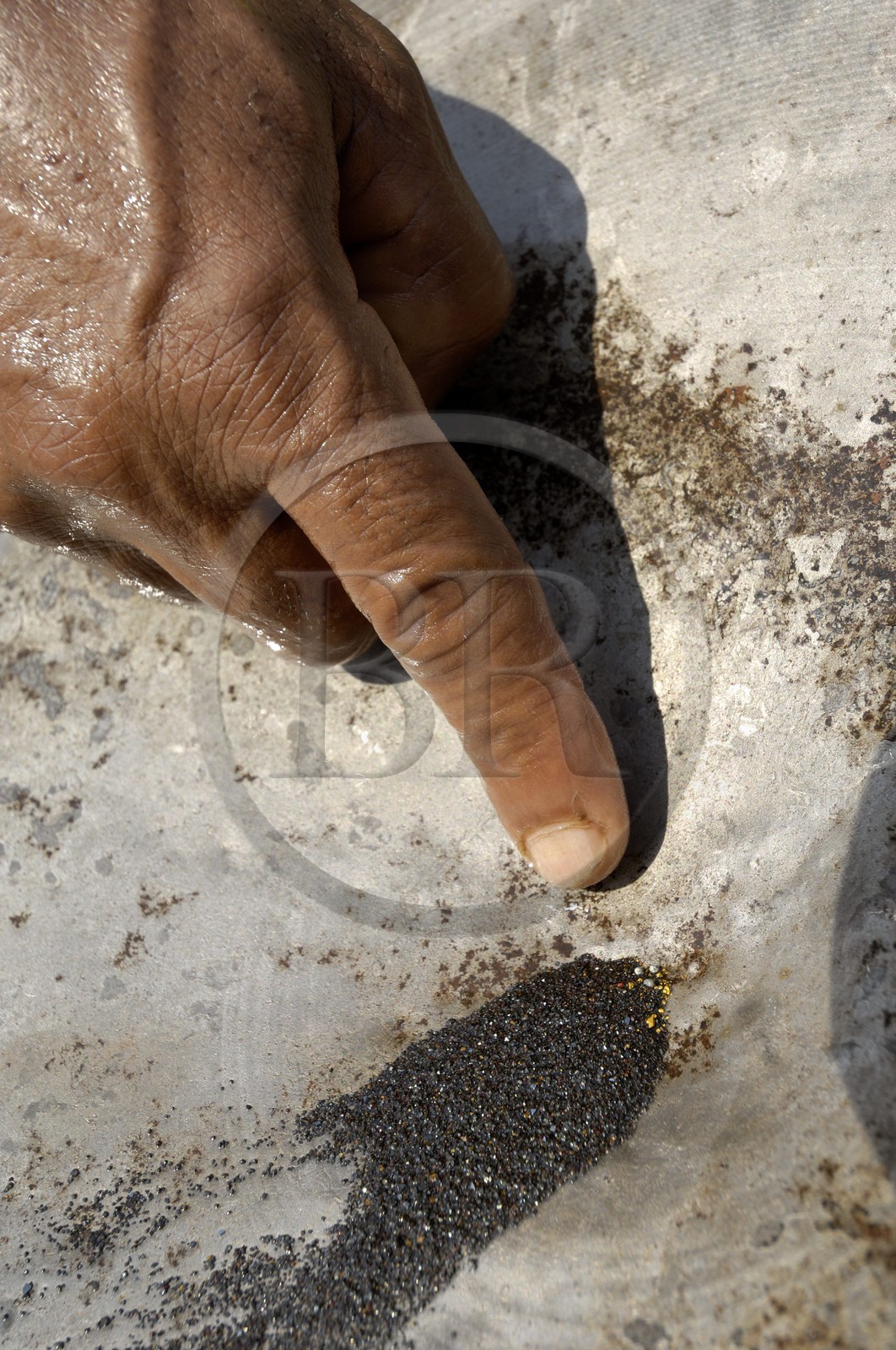 Brésil, état du Minas Gerais, Diamantina, garimpero, prospecteur d' Or dans une rivière, minerai d' Or (Route de l' or, Estrada Real)