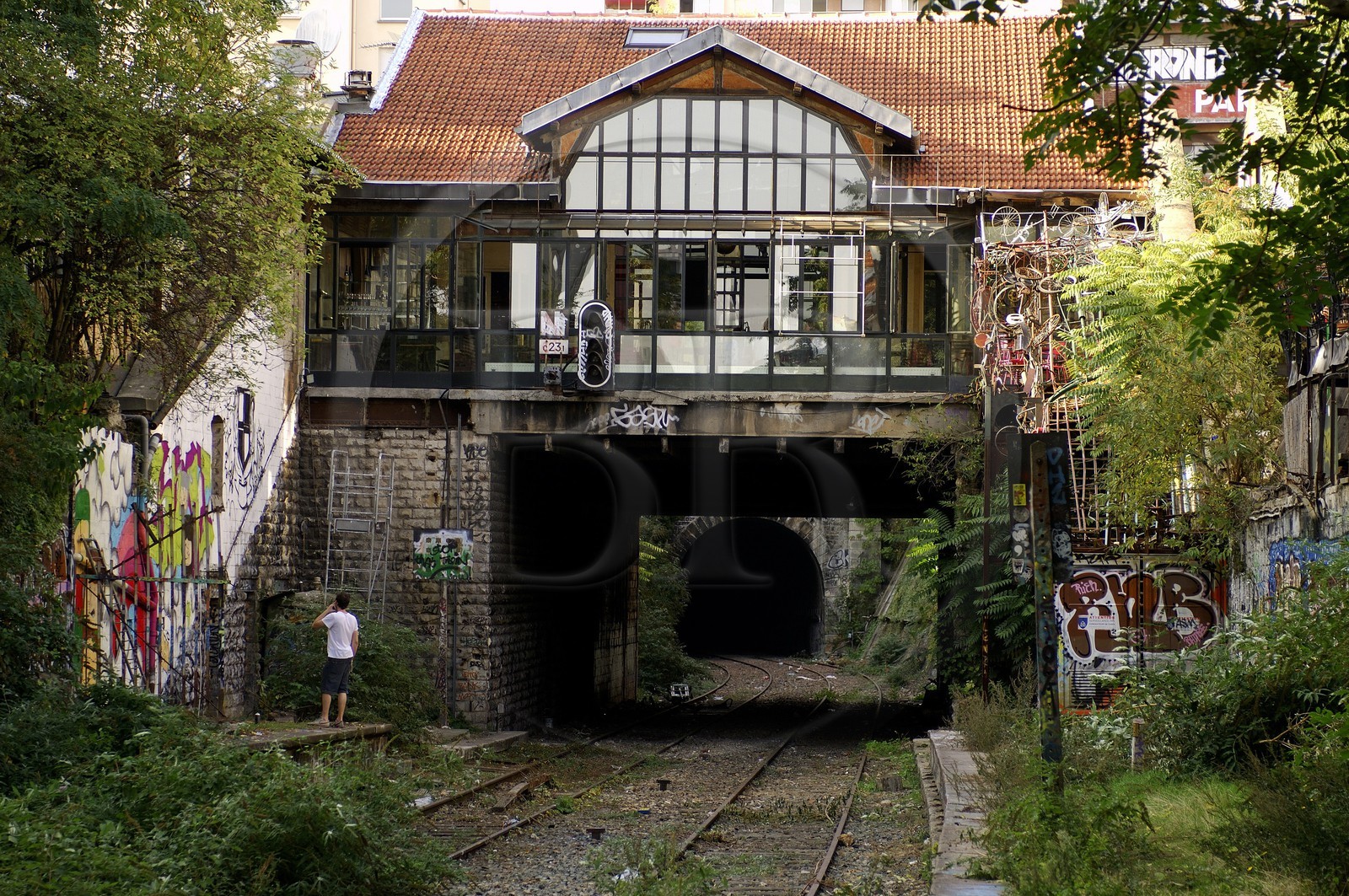 France, Paris, restaurant of La Fleche d'Or cabaret, fromerly a train station on the Small Belt overlooking the old train line