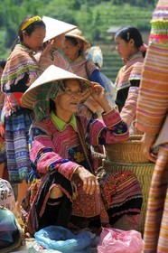 Vietnam, province de Lao Cai, région de Bac Ha, marché de Can Cau, femmes de la minorité Hmong Fleur