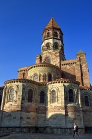 France, Haute Loire, Brioude, the Basilica of Saint-Julien de Brioude in Auvergne Romanesque style, the apse